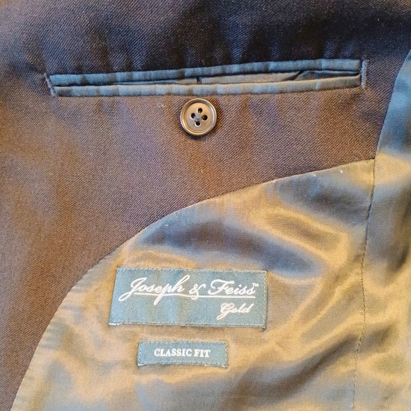 Men's Joseph & Feiss Navy Blue Blazer - Size 38 Short Classic Fit - 100% Wool - Picture 4 of 12